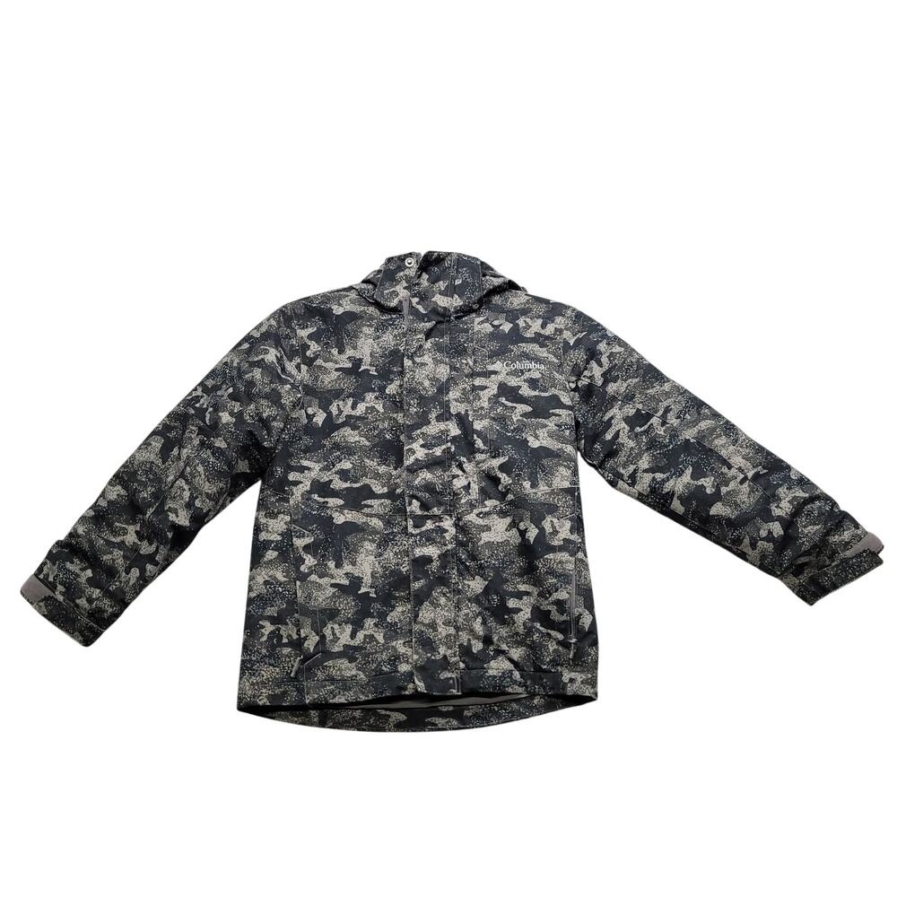 Columbia Interchange Women's Small Camo Hooded Winter Jacket Insulated Gray
